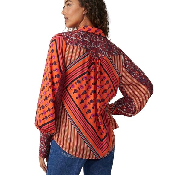 Free People Tops - Free People / Hazel Button Down / Boho Patchwork Top Shacket